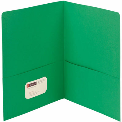 Smead Letter Recycled Pocket Folder, Green, 8 1/2" Width x 11" Length, 25 / Box, SMD87855