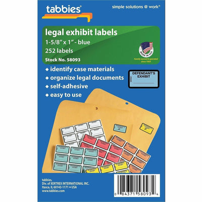 Tabbies Defendant's Exhibit Legal File Labels, Blue, 252 / Pack, TAB58093
