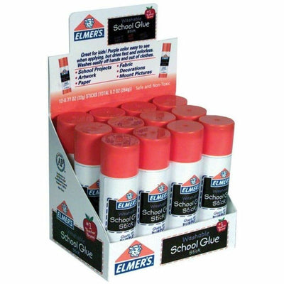 Elmer's Washable Nontoxic Glue Sticks, Purple, 12 / Box, EPIE524