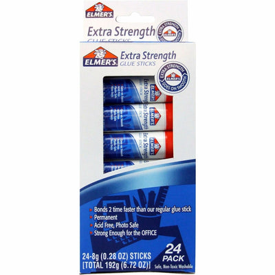 Elmer's Extra Strength Permanent Glue Stick, White, 24 / Pack, EPIE554
