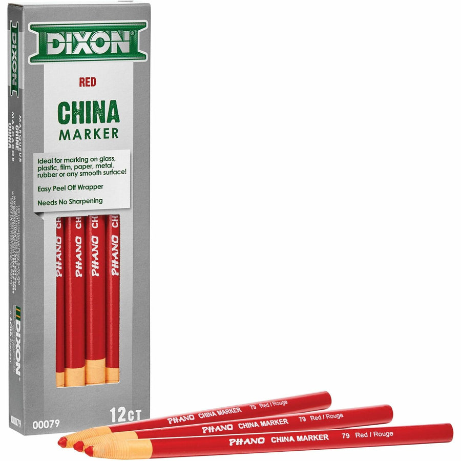 Dixon Industrial Phano Nontoxic China Markers, Paper Wrapped, 1 Dozen, DIX00079