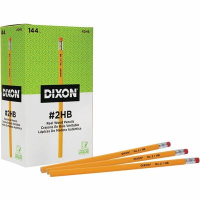 Dixon Ticonderoga Woodcase No.2 Eraser Pencils, 144 / Box, DIX14412