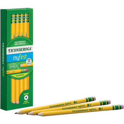 Dixon Ticonderoga Ticonderoga My First Pre-Sharpened No. 2 Pencils with Erasers, 1 Dozen, DIX33312
