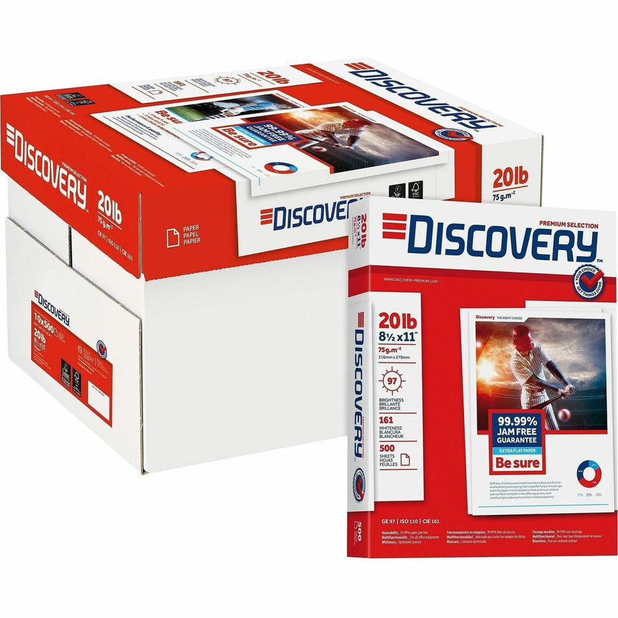 Discovery Premium Multipurpose Paper - Anti-Jam - White, Premium Selection, 8.5" x 11", 20 lb, 10 / Carton, SNA12534