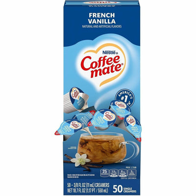 Nestle Professional Coffee mate French Vanilla Nondairy Liquid Creamer Singles, White, 50 / Box, NES35170