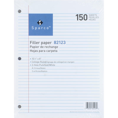 Sparco 3-hole Punched Filler Paper, 8" x 10 1/2", 150 / Pack — view 1
