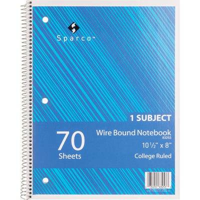 Sparco Wirebound Notebook, 8" x 10 1/2", 5EA/BD 8BD/CT — view 1