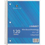 Sparco Wirebound College Ruled Notebooks, 1 Each
