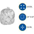Genuine Joe Clear Trash Can Liners, 1 Carton, GJO01011