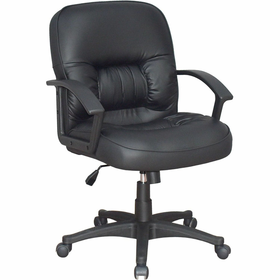 Lorell Tufted Managerial Mid-Back Office Chair, Black, Tilt Tension, LLR60115