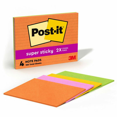 3M Post-it Super Sticky Lined Meeting Notepads, Limeade, 4 / Pack, MMM6845SSPL