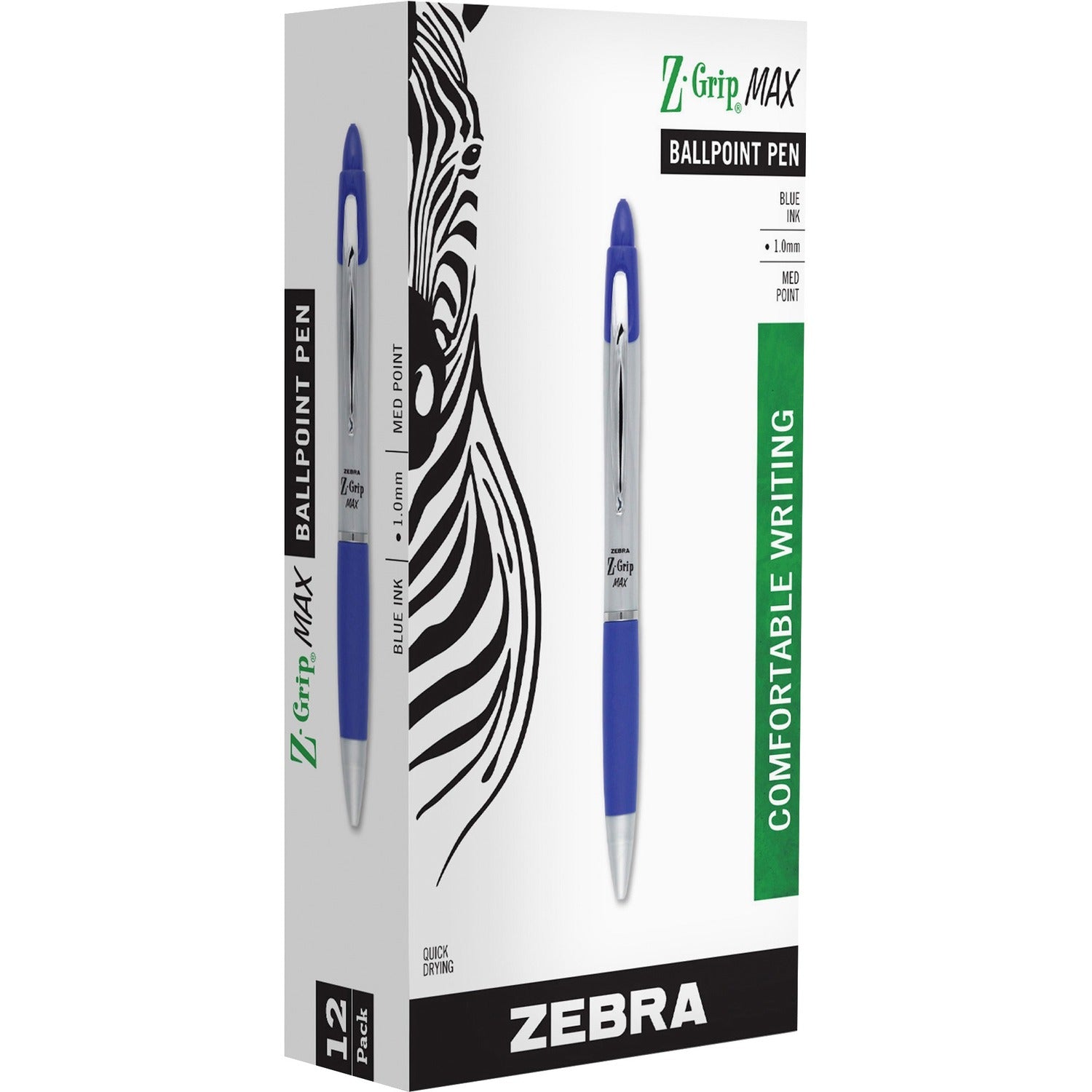 Zebra Z-grip Max Retractable Ballpoint Pens, 1 Dozen