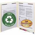 Smead Straight Tab Cut Letter Recycled Fastener Folder, Manila, 8 1/2" Width x 11" Length, 50 / Box, SMD34160