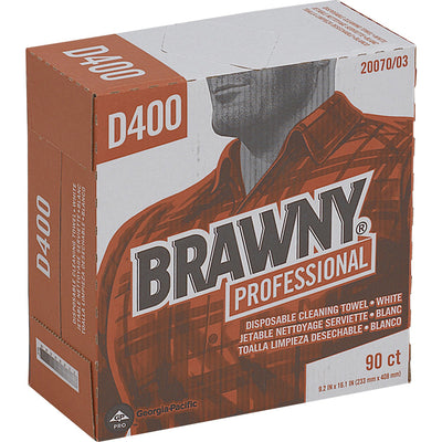 Georgia Pacific . Brawny Professional D400 Disposable Cleaning Towels, White, 90 / Box, GPC2007003