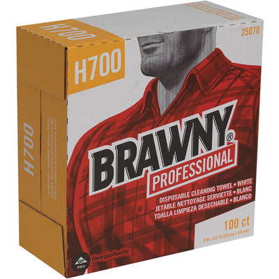 Georgia Pacific . Brawny Professional H700 Disposable Cleaning Towels, White, 100 / Box, GPC25070