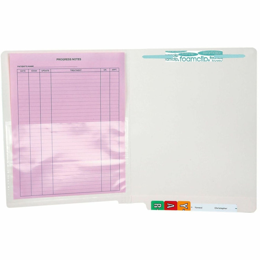 Tabbies Self-adhesive Poly Pockets, 4.75" Width x 7" Length, Clear, 100 / Box, TAB54498