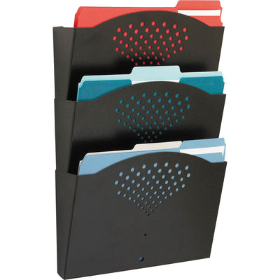 Safco Triple Letter-Size Steel Wall Pockets, Black, /CT — view 1