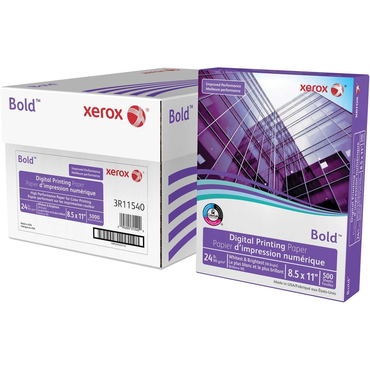 Xerox Bold Digital Printing Paper, FSC Certified, 24 lb., 8 1/2" x 11" , Ream, 1 RM