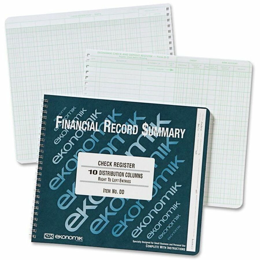 Ekonomik Check Register Forms, 10" Width x 8.75" Length, 12EA/BX 6BX/CT — view 1