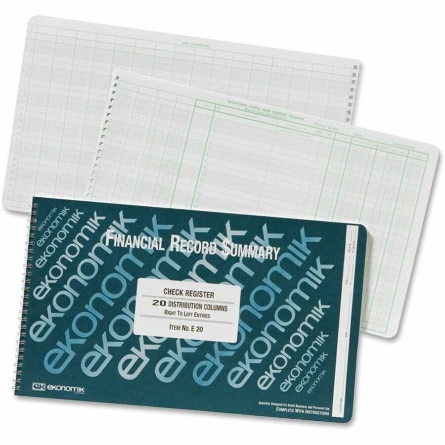 Ekonomik Financial Record Summary Check Register, 14.75" Width x 8.75" Length, 6EA/BX 6BX/CT — view 1