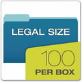 TOPS Pendaflex 1/3 Tab Cut Legal Recycled Top Tab File Folder, Blue, 8 1/2" Width x 14" Length, 100 / Box, PFX435013BLU