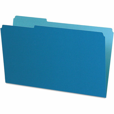 TOPS Pendaflex 1/3 Tab Cut Legal Recycled Top Tab File Folder, Blue, 8 1/2" Width x 14" Length, 100 / Box, PFX435013BLU