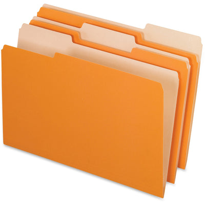 TOPS Pendaflex 1/3 Tab Cut Legal Recycled Top Tab File Folder, Orange, 8 1/2" Width x 14" Length, 100 / Box, PFX435013ORA