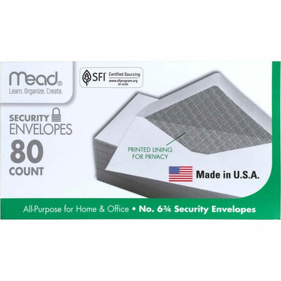 WestRock Mead White Security Envelopes, 80 / Box, MEA75212