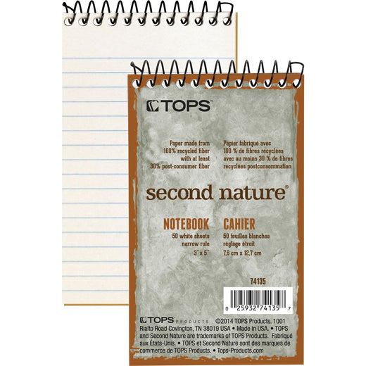 TOPS Second Nature Narrow Ruled Notebooks, 1 Each