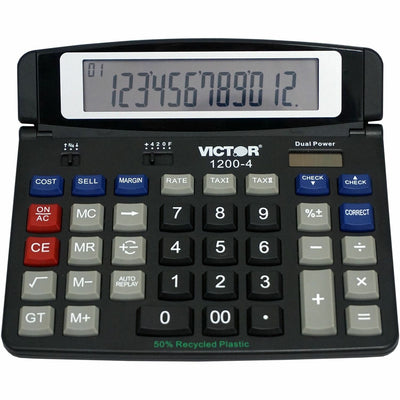 Victor 12004 Desktop Calculator, Black, VCT12004