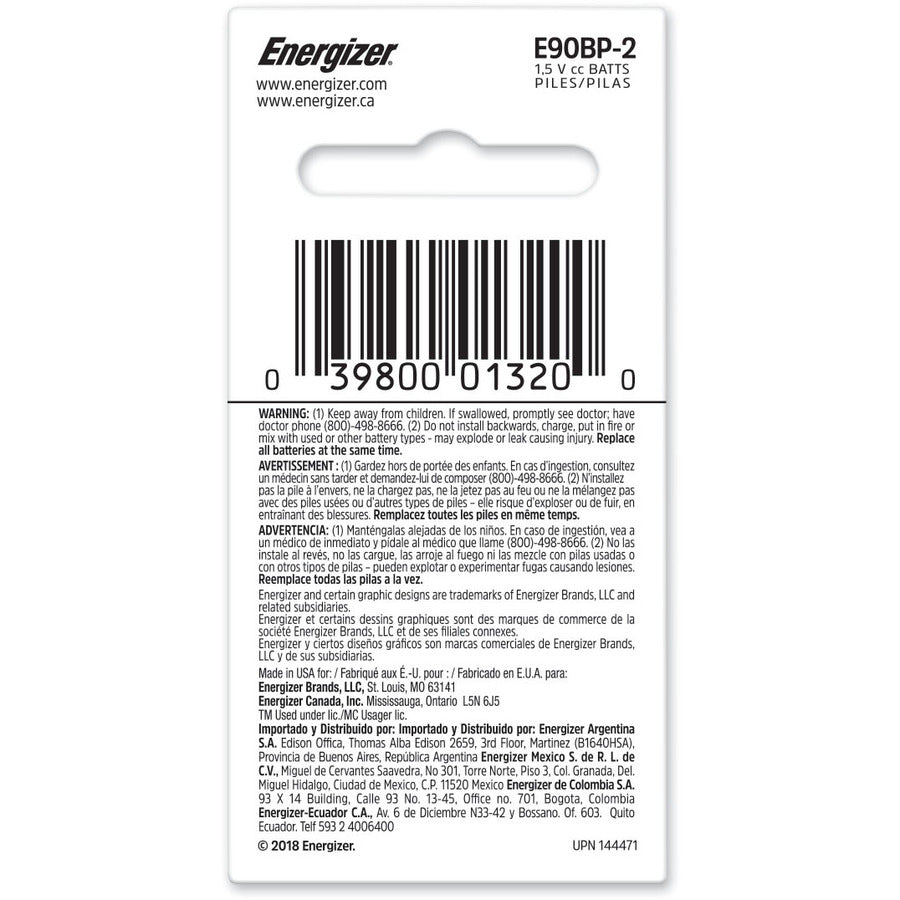 Energizer N Batteries, Silver, 2 / Pack, EVEE90BP-2