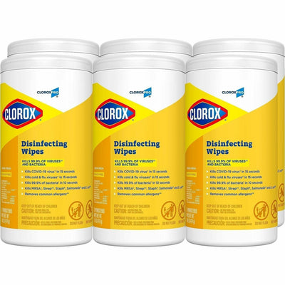 The Clorox CloroxPro™ Disinfecting Wipes, Yellow, 6 / Carton, CLO15948CT