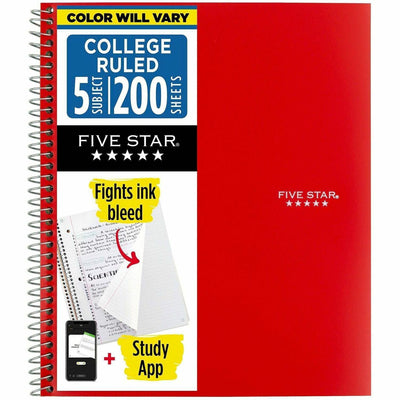 ACCO Mead Five-Star Wirebound 5-Subject Notebook, 11" x 8 1/2", MEA06208