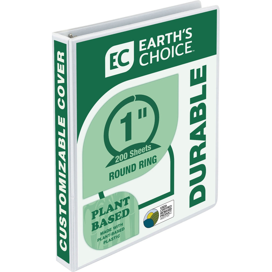 Samsill Earth's Choice Plant-based Durable View Binder, 10.5" x 11.625", White, Chipboard, 200, PVC-free, SAM18937