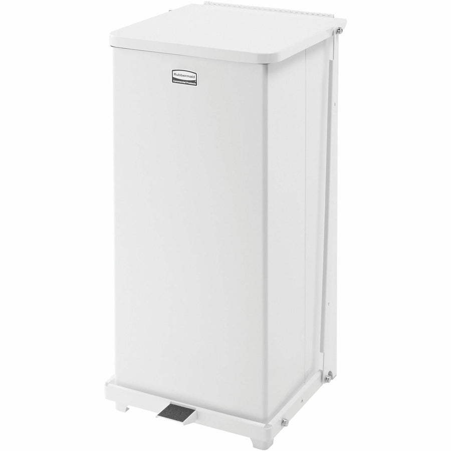 Rubbermaid Commercial Defenders Steel Step Cans, 12.5" x 27", White, 13 gal, RCPST24EPLWH