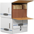 Fellowes Bankers Box Side-Tab File Storage Boxes, Blue, 12 / Carton, FEL00061