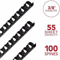 ACCO GBC CombBind Binding Spines, Black, 8 1/2" Width x 11" Length, 100 / Box, GBC4000044