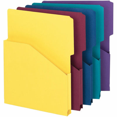Smead Organized Up 2/5 Tab Cut Letter Recycled File Jacket, Assorted, 8 1/2" Width x 11" Length, 5 / Pack, SMD75445