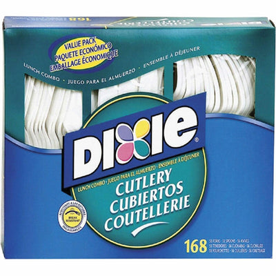 Georgia Pacific . Dixie Heavyweight Disposable Forks, Knives & Spoons Combo Boxes by GP Pro, White, 168 / Box, DXECM168