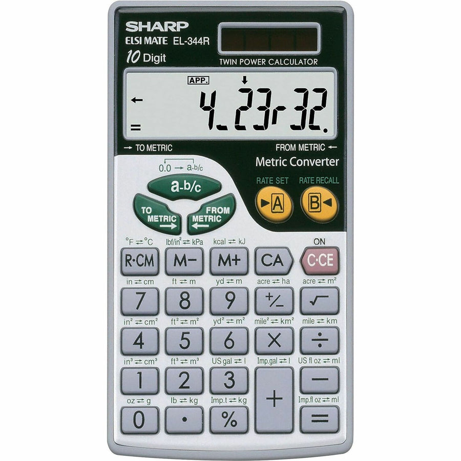 Sharp Calculators EL-344RB 10-Digit Handheld Calculator, 2.7" x 0.3", Black, SHREL344RB