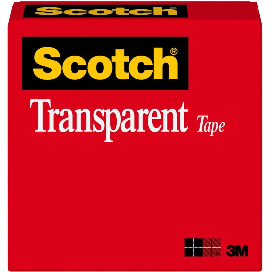 Scotch Transparent Tape - 3/4"W, Clear, 0.75", 36 yd, 1", Glossy, 1 Roll, MMM600341296
