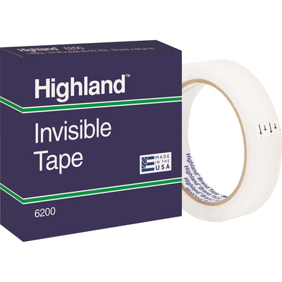 3M Highland 3/4"W Matte-finish Invisible Tape, Clear, 1 Roll, MMM6200342592