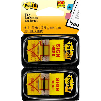 3M Post-it Message Flags, Yellow, 1 Pack, MMM680SH2