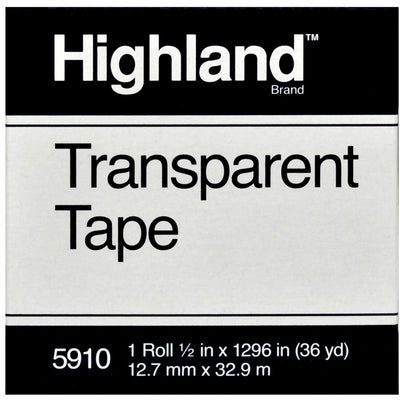 3M Highland Transparent Light-duty Tape, Clear, 1 Roll, MMM5910121296