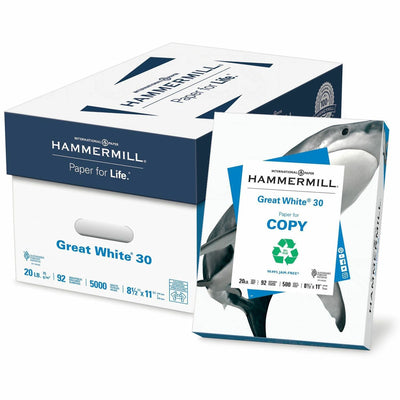 International Paper Company Hammermill Great White Recycled Copy Paper - White, 8 1/2" x 11", 10 / Carton, HAM86700
