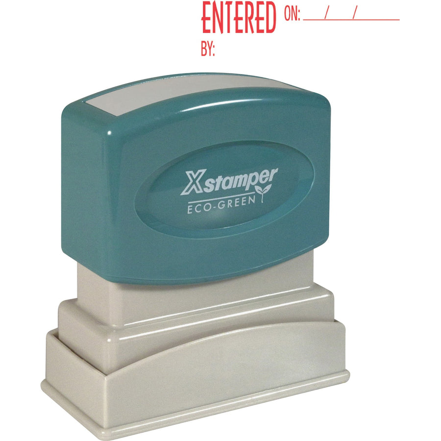 Xstamper Red Ink ENTERED Title Stamp, Retractable Frame, XST1822