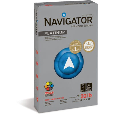 The Navigator Company Navigator Platinum Office Multipurpose Paper - Bright White, 8 1/2" x 14", 10 / Carton, SNANPL1420