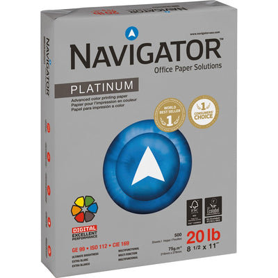 The Navigator Company Navigator Platinum Office Multipurpose Paper - Bright White, 8 1/2" x 11", 10 / Carton, SNANPL1120