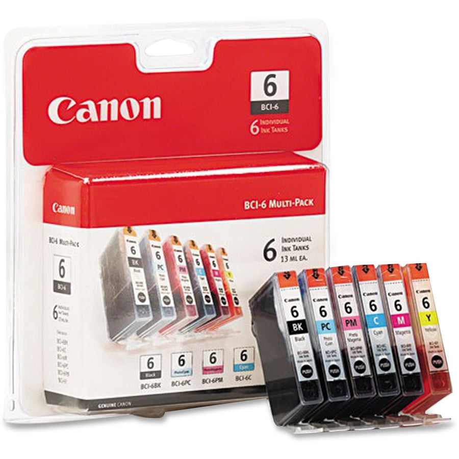 Canon BCI-6 Original Inkjet Ink Cartridge - Black, Cyan, Magenta, Yellow, Light Cyan, Light Magenta -, 12EA/CT — view 1