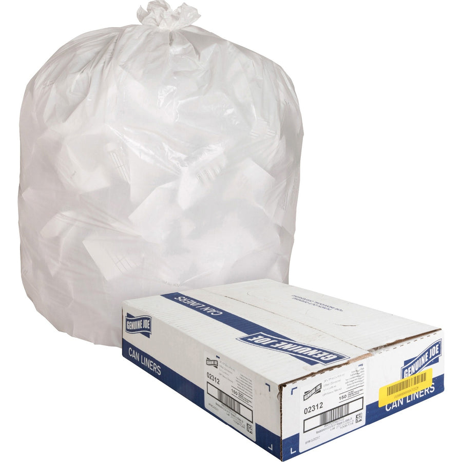 Genuine Joe Heavy-Duty Tall Kitchen Trash Bags, Small, White, 13 gal, Coreless Roll, 1 Carton, GJO02312